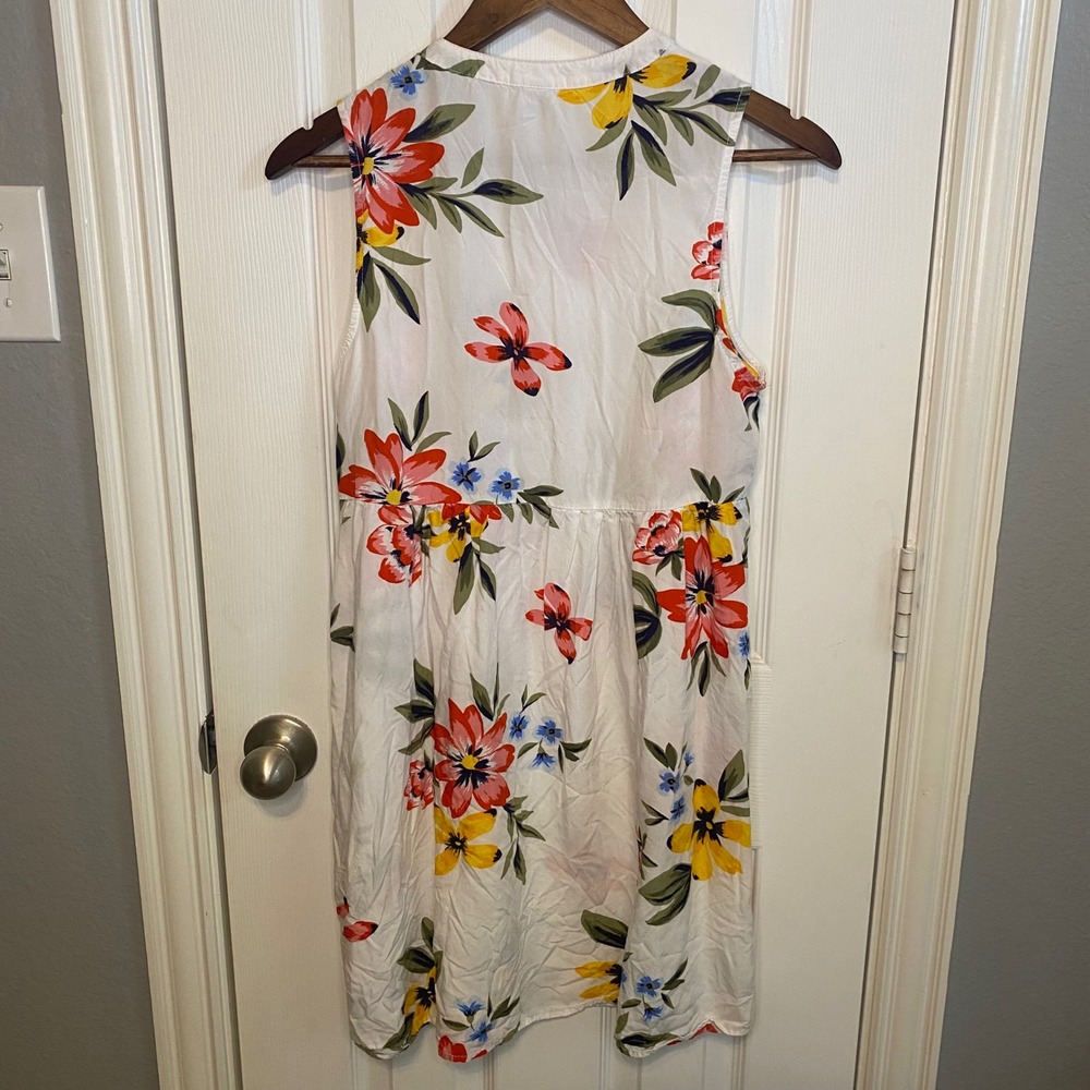 Old Navy Babydoll Mini Dress Women Medium White Floral Boho Cottagecore - Picture 4 of 5